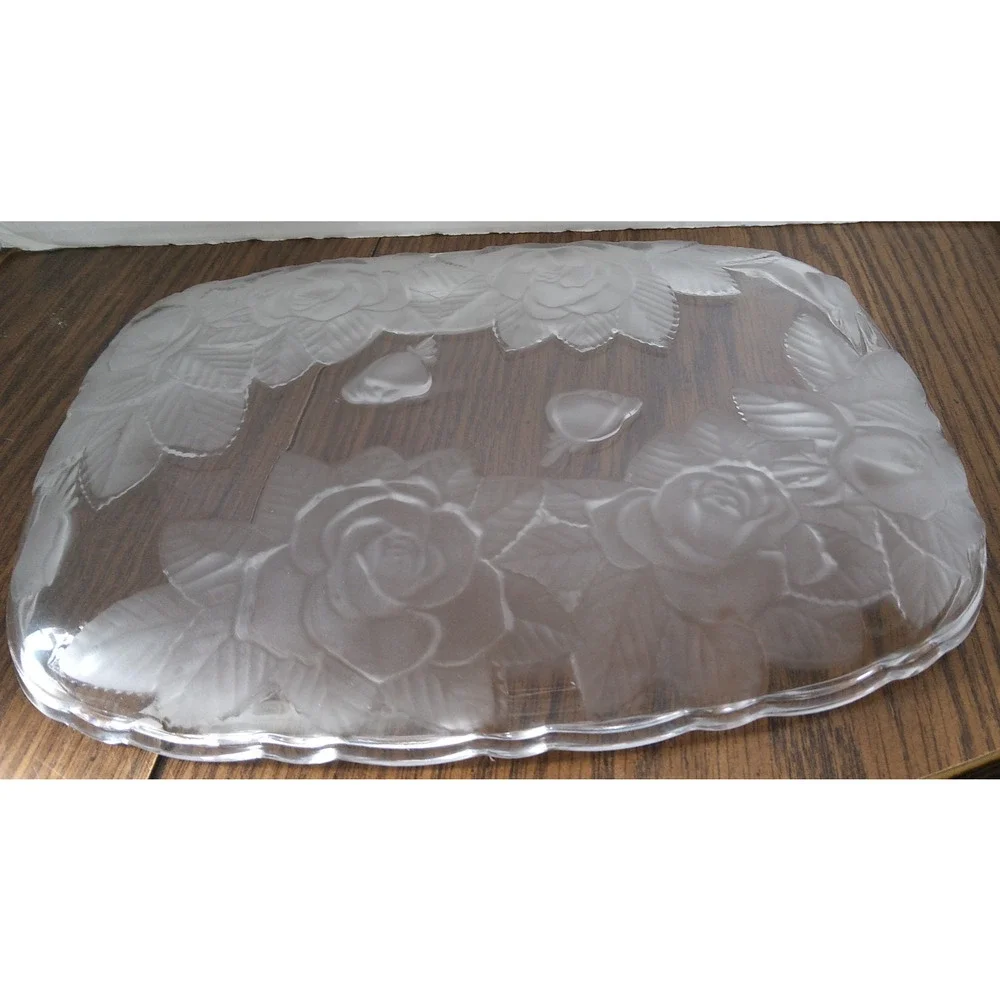 Home Beautiful Rose Pearls 11 1/2 Inch Crystal Sandwich Tray